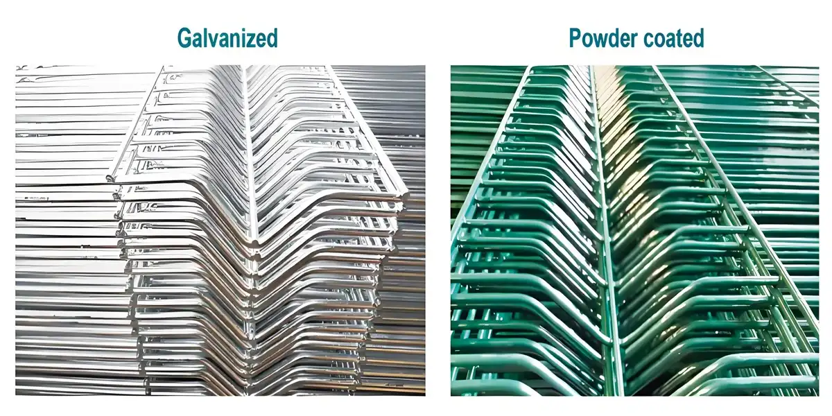 Galvanized and Powder coated curved mesh.